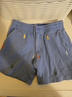Polo by Ralph Lauren Light Blue Knit Shorts with Embroidered Pony